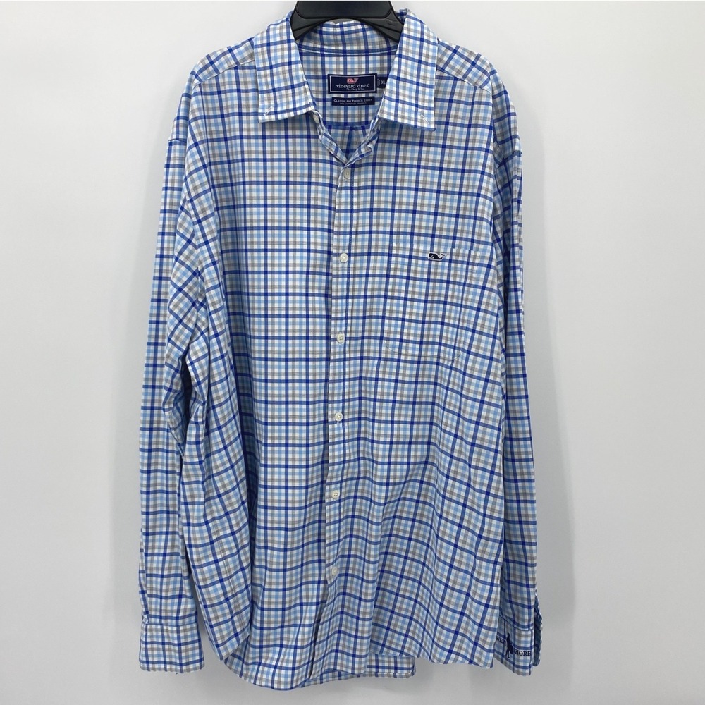 Vineyard‎ Vines Classic Fit Tucker Shirt Men's XL Blue Plaid Logo Button Down